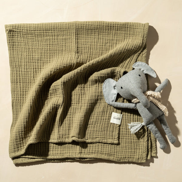 Enes Crinkle Baby Blanket | Olive SAARDE