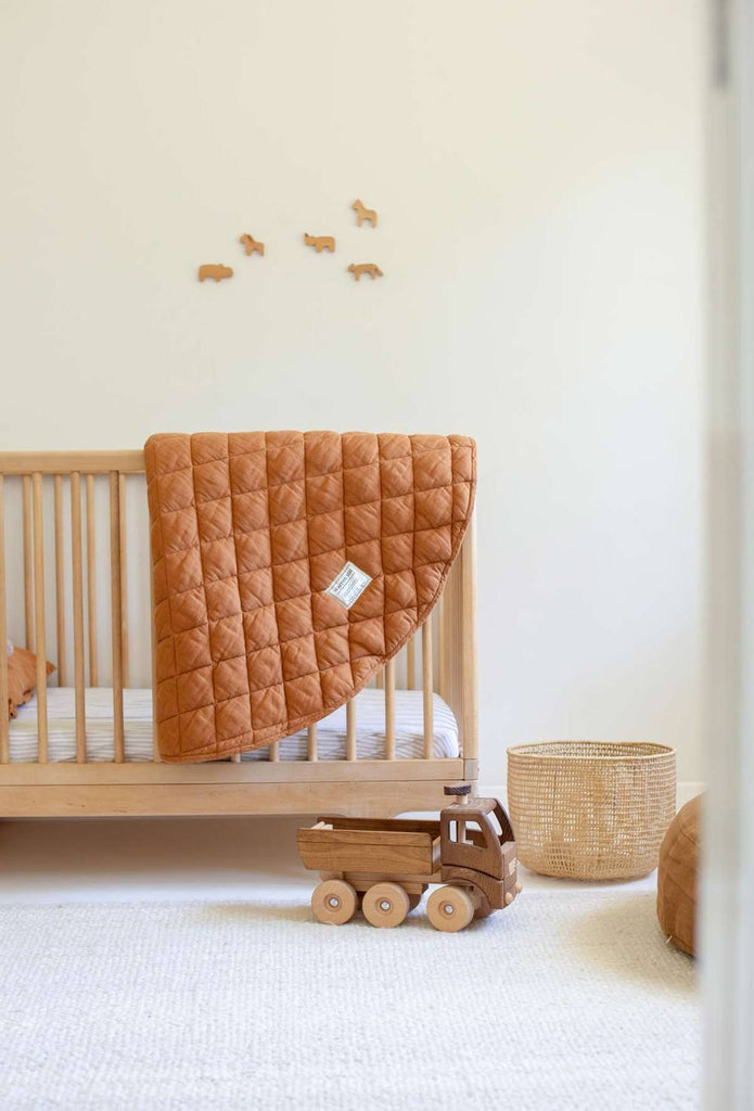 Quilted Linen Baby Play Mat Rust – Moral Store