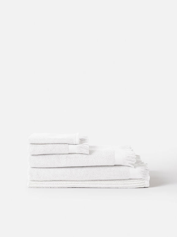 Ribbed Bath Towel Range I White Moral Store